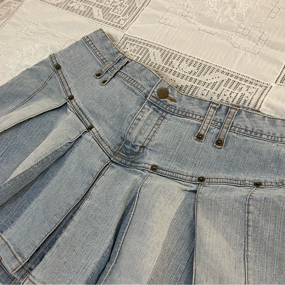 vintage y2k mudd denim pleated mini skirt - Picture 3 of 6